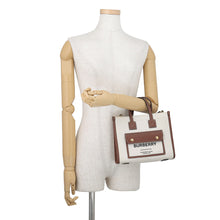 将图像加载到图库查看器中，BURBERRY Freya Tote 2WAY Bag Beige/Tan80441431 Canvas Leather Size Mini
