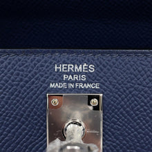 Load image into Gallery viewer, HERMES Kelly Sellier Tricolor Blue Abysse/Blue Tie/Green Pantan Epsom Size 25
