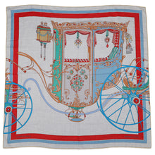 Load image into Gallery viewer, HERMES Giant Square Coupe de Gala Size 140 Gris Cine / Grenadine / Ciel Cashmere70% Silk30%
