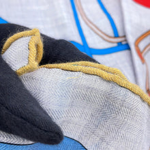 Load image into Gallery viewer, HERMES Giant Square Coupe de Gala Size 140 Gris Cine / Grenadine / Ciel Cashmere70% Silk30%
