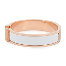 将图像加载到图库查看器中，HERMES ClicH Bangle Size PM White Enamel Metal
