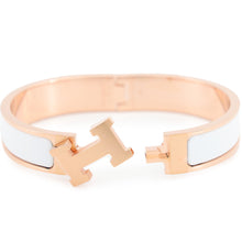 将图像加载到图库查看器中，HERMES ClicH Bangle Size PM White Enamel Metal
