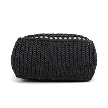 Load image into Gallery viewer, PRADA Crochet Tote Bag Black/White1BG444 Raffia Size Small
