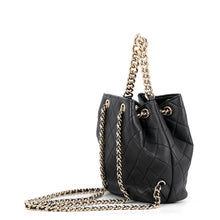 Load image into Gallery viewer, CHANEL Matelasse Coco Studded Drawstring Backpack Black Calf Leather
