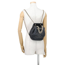 Load image into Gallery viewer, CHANEL Matelasse Coco Studded Drawstring Backpack Black Calf Leather
