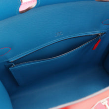 Load image into Gallery viewer, HERMES Birkin Sellier Casaque Rouge Coeur/Rose Extreme/Blue Zanzibar Epsom Size 30
