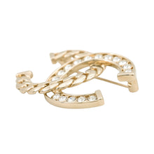 Load image into Gallery viewer, CHANEL CC Logo Brooch Champagne GoldABD111 Metal Rhinestone
