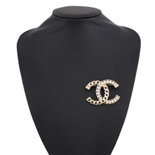 Load image into Gallery viewer, CHANEL CC Logo Brooch Champagne GoldABD111 Metal Rhinestone
