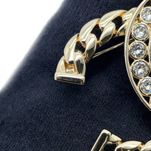 Load image into Gallery viewer, CHANEL CC Logo Brooch Champagne GoldABD111 Metal Rhinestone
