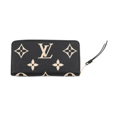 将图像加载到图库查看器中，LOUIS VUITTON Zippy Wallet Noir/BeigeM80481 Bicolor Monogram Empreinte Leather
