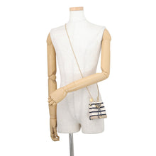 Load image into Gallery viewer, PRADA Striped Fabric Mini Pouch Ivory/Navy1NR16H 2HJN_F0C56 Canvas Leather

