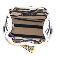 Load image into Gallery viewer, PRADA Striped Fabric Mini Pouch Ivory/Navy1NR16H 2HJN_F0C56 Canvas Leather
