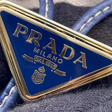 Load image into Gallery viewer, PRADA Striped Fabric Mini Pouch Ivory/Navy1NR16H 2HJN_F0C56 Canvas Leather
