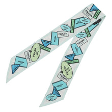 Load image into Gallery viewer, PRADA Printed Silk Twill Scarf Blue/Green1FF008 Silk100%
