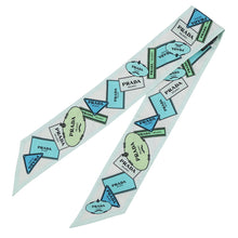 Load image into Gallery viewer, PRADA Printed Silk Twill Scarf Blue/Green1FF008 Silk100%
