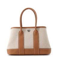 HERMES Neo Garden Gold/Ecru Toile H Viking Negonda Leather Size 23