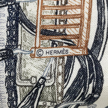 Load image into Gallery viewer, HERMES Giant Square The World of HERMES Size 140 Blanc/Ardoise/Etoupe Cashmere70% Silk30%
