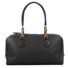 将图像加载到图库查看器中，GUCCI Bamboo Boston Large Bag BlackA006OD Leather Size Large

