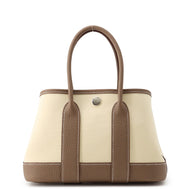 HERMES Neo Garden Vanilla/Etoupe Toile Officier Negonda Leather Size 23