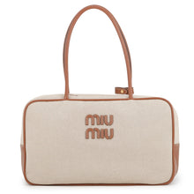 Load image into Gallery viewer, MIUMIU Bo Bag Beige/Brandy5BB163_ACRN_F062F_V_OOO Canvas Leather Size Large
