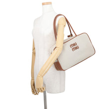 Load image into Gallery viewer, MIUMIU Bo Bag Beige/Brandy5BB163_ACRN_F062F_V_OOO Canvas Leather Size Large

