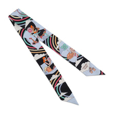Load image into Gallery viewer, HERMES Twilly Flying Carres Volants Noir/Ciel/Multicolor Silk100%
