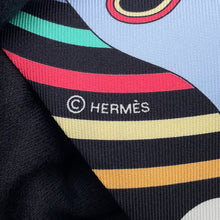 Load image into Gallery viewer, HERMES Twilly Flying Carres Volants Noir/Ciel/Multicolor Silk100%
