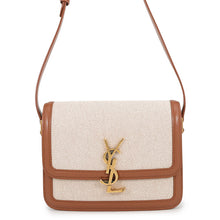 Load image into Gallery viewer, SAINT LAURENT PARIS Solferino Shoulder Bag Beige/Brown634306 Leather Canvas Size Small
