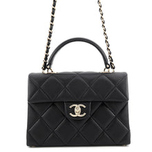 将图像加载到图库查看器中，CHANEL Matelasse Top Handle Flap Bag BlackAS4711 Caviar Leather Size Mini
