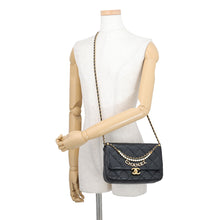 Load image into Gallery viewer, CHANEL Matelasse Pearl Logo Chain Shoulder Bag BlackAS5011-B17360-94305 Lambskin Rhinestone Faux Pearl
