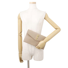 Load image into Gallery viewer, SAINT LAURENT PARIS Uptown Pouch Dark Beige5657391GF0J2721 Grain de Poudre Embossed Leather
