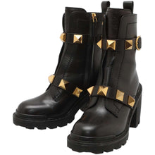 将图像加载到图库查看器中，Valentino Garavani Roman Studded Calf Leather Black Leather Size 36
