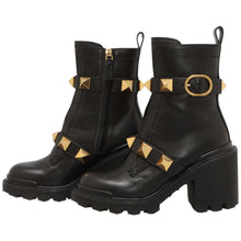 将图像加载到图库查看器中，Valentino Garavani Roman Studded Calf Leather Black Leather Size 36
