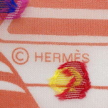 Load image into Gallery viewer, HERMES Carre Sangle en Zigzag Size 60 Orange/Multicolor Silk78% Acetate22%
