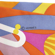 将图像加载到图库查看器中，HERMES Twilly Parade en Fanfare Parme/Orangecuy Silk100%
