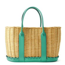 将图像加载到图库查看器中，HERMES Garden picnic Menthe/Natural Swift Leather Straw
