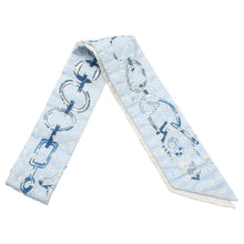 Load image into Gallery viewer, HERMES Twilly Do Re Boucles Broderie Anglaise Blue/Blanc/Marine Silk100%
