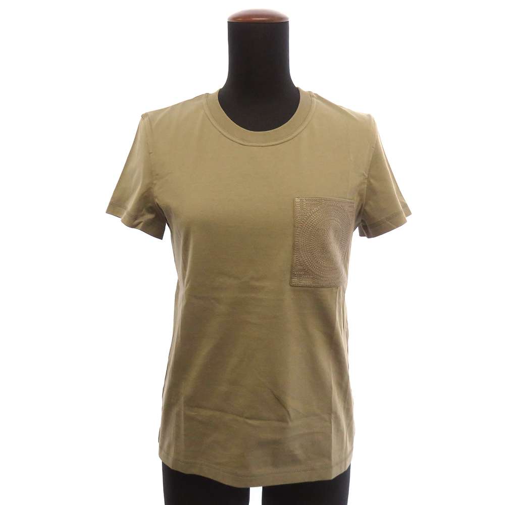 HERMES Pocket with TShirt Embroidery Size 34 Khaki Cotton100%