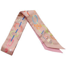 将图像加载到图库查看器中，HERMES Twilly DO RE BOUCLES Rose Poudre/Blue/Multicolor Silk100%
