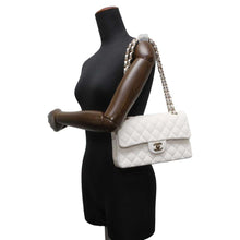 Load image into Gallery viewer, CHANEL Matelasse Double Flap Chain Shoulder Bag White A01113 Caviar Leather Size 23
