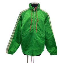 将图像加载到图库查看器中，GUCCI Adidas Collaboration Macro GG Half Zip Jacket Size 50 Green 696651 Nylon100%
