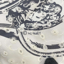 Load image into Gallery viewer, HERMES Carre Brides de Gala English Embroidery Size 70 Blanc/Black Silk100%
