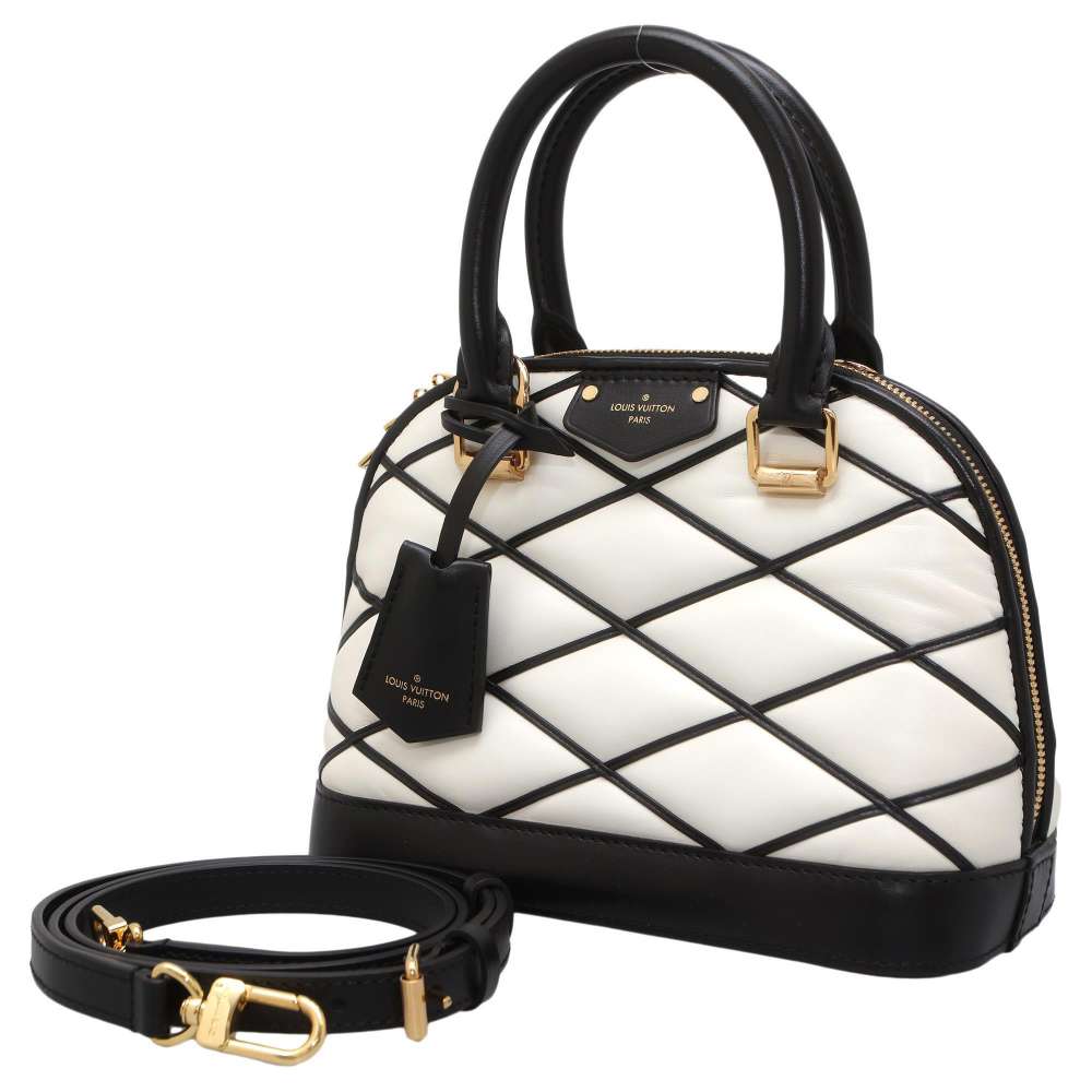 LOUIS VUITTON Alma White/Black M23761 Lamb Leather Size BB