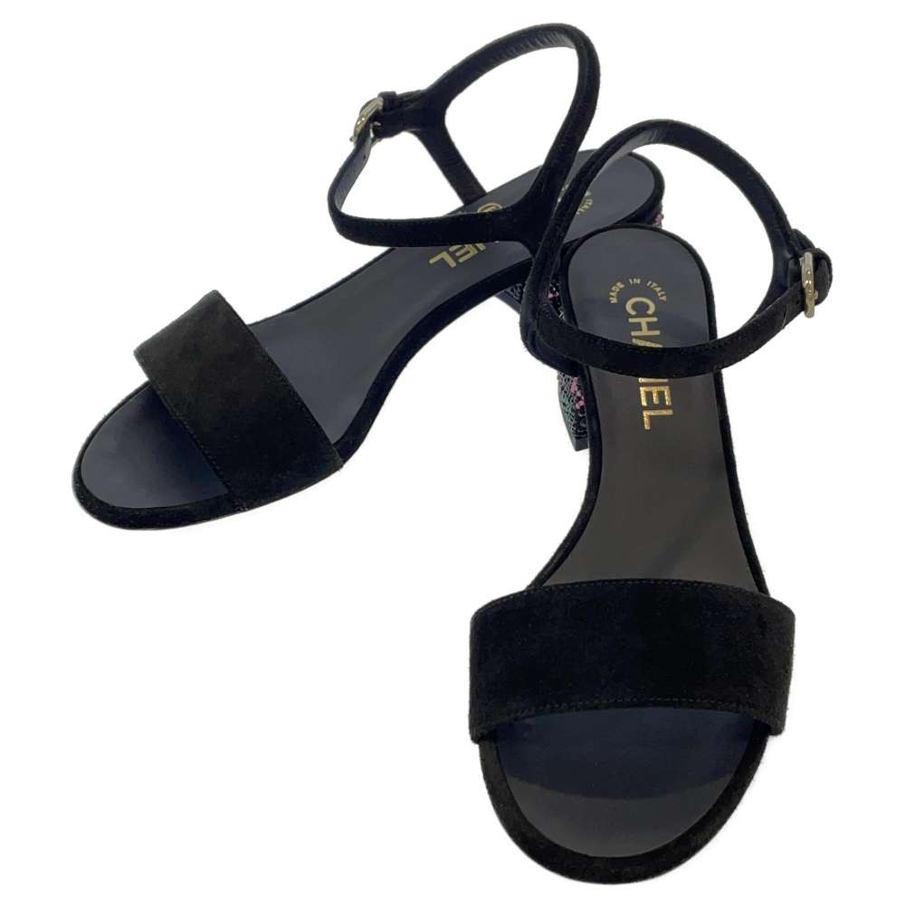 CHANEL Strap Sandals BlackG45366 suede Size 37