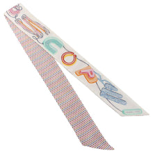 Load image into Gallery viewer, HERMES Twilly Kantha Chevalscope Neon Chevaloscope Neon Pointier Blanc/Rose/Vert Silk100%
