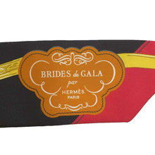 将图像加载到图库查看器中，HERMES Twilly Brides de Gala Applique Pique Ebene/Jaune d&#39;or/Rouge Silk100%
