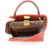 将图像加载到图库查看器中，FENDI Peekaboo Orange 8BN244 Leather Size Mini
