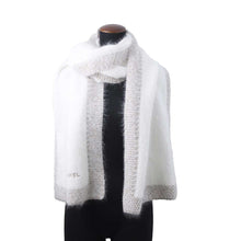 Load image into Gallery viewer, CHANEL Scarf White/Beige Angora 80% Wool 10% Cashmere5% Metal Fiber5%
