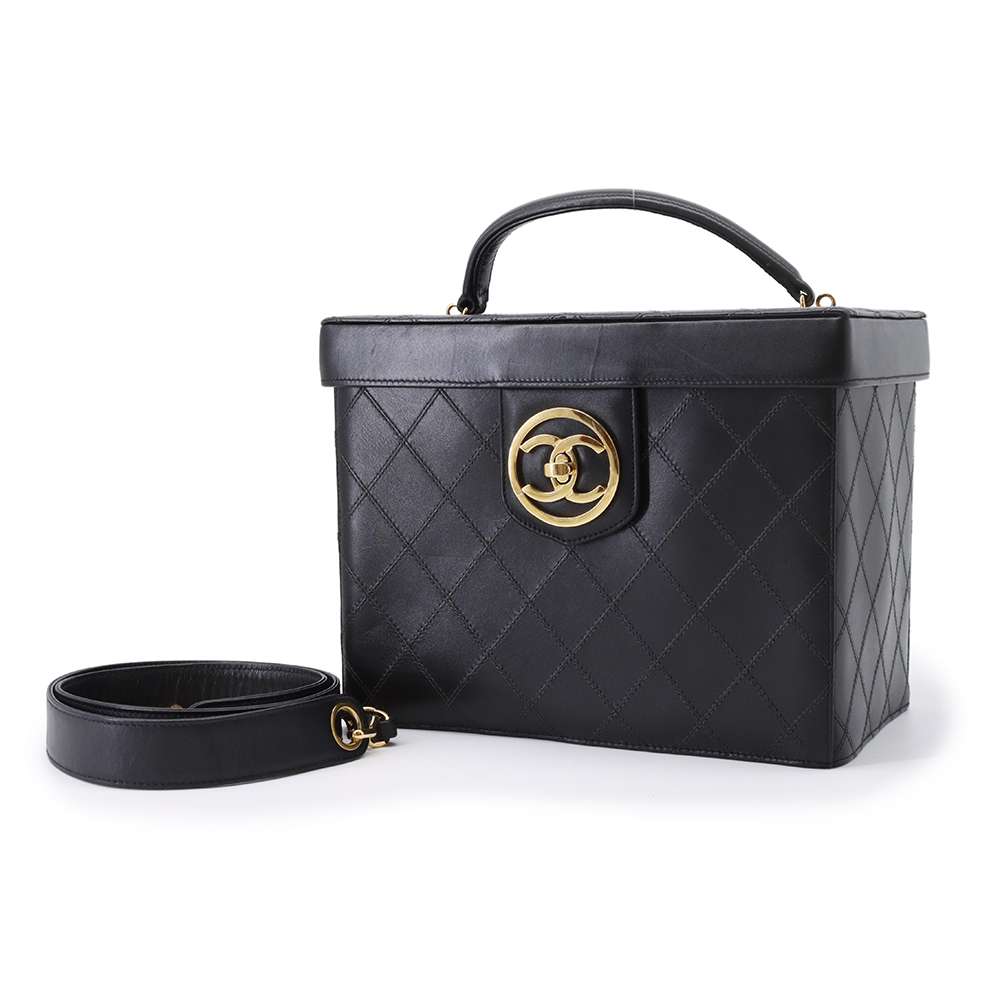 CHANEL Bicolore 2way vanity bag Black Lambskin