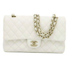 Load image into Gallery viewer, CHANEL Matelasse ChainShoulder Bag White A01112 Caviar Leather Size 25
